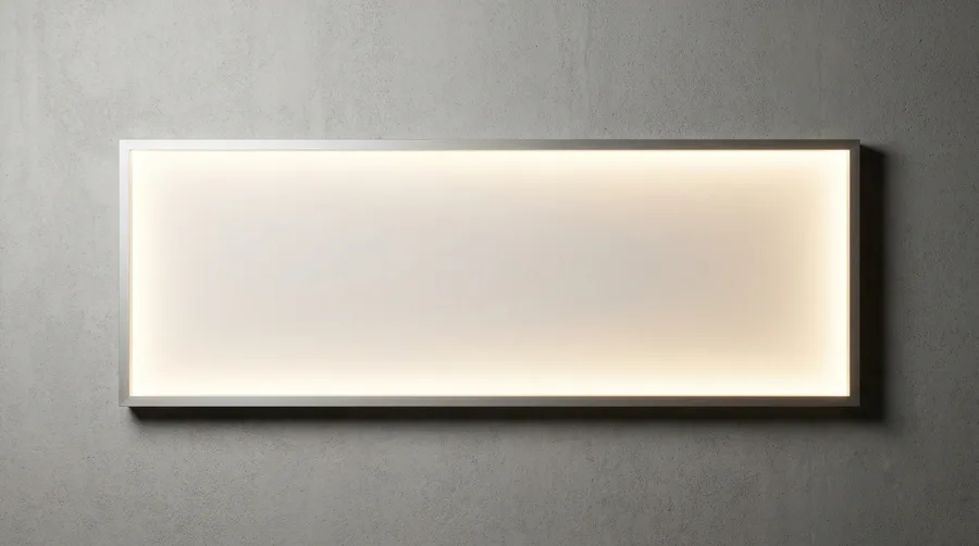 Aufbau eines hinterleuchteten Leuchtbilds mit Aluminiumrahmen und seitlichen LEDs im Querschnitt