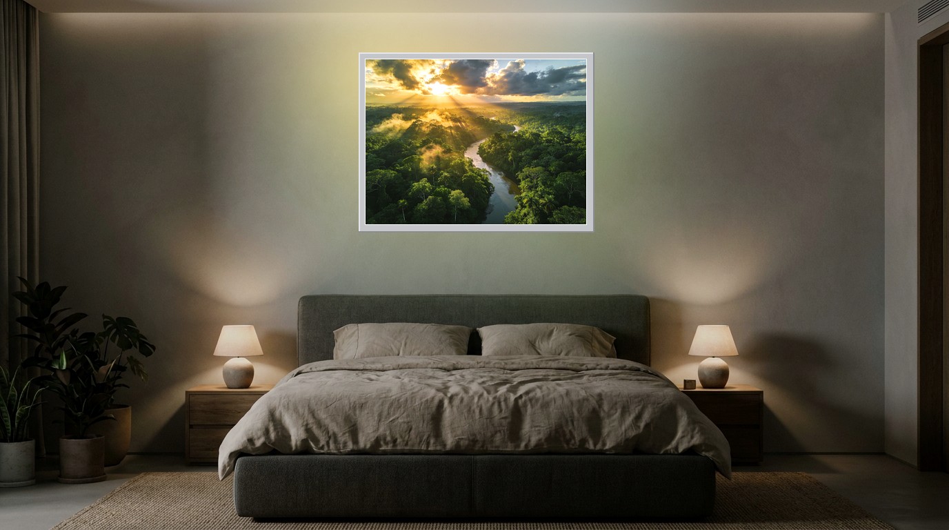 Amazonas-Regenwald als Lichtposter im Schlafzimmer