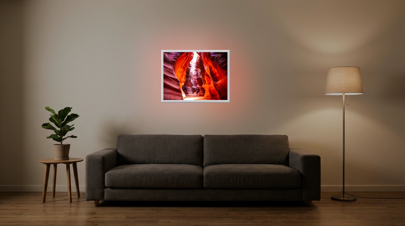 Antelope Canyon als Lichtposter im Wohnzimmer