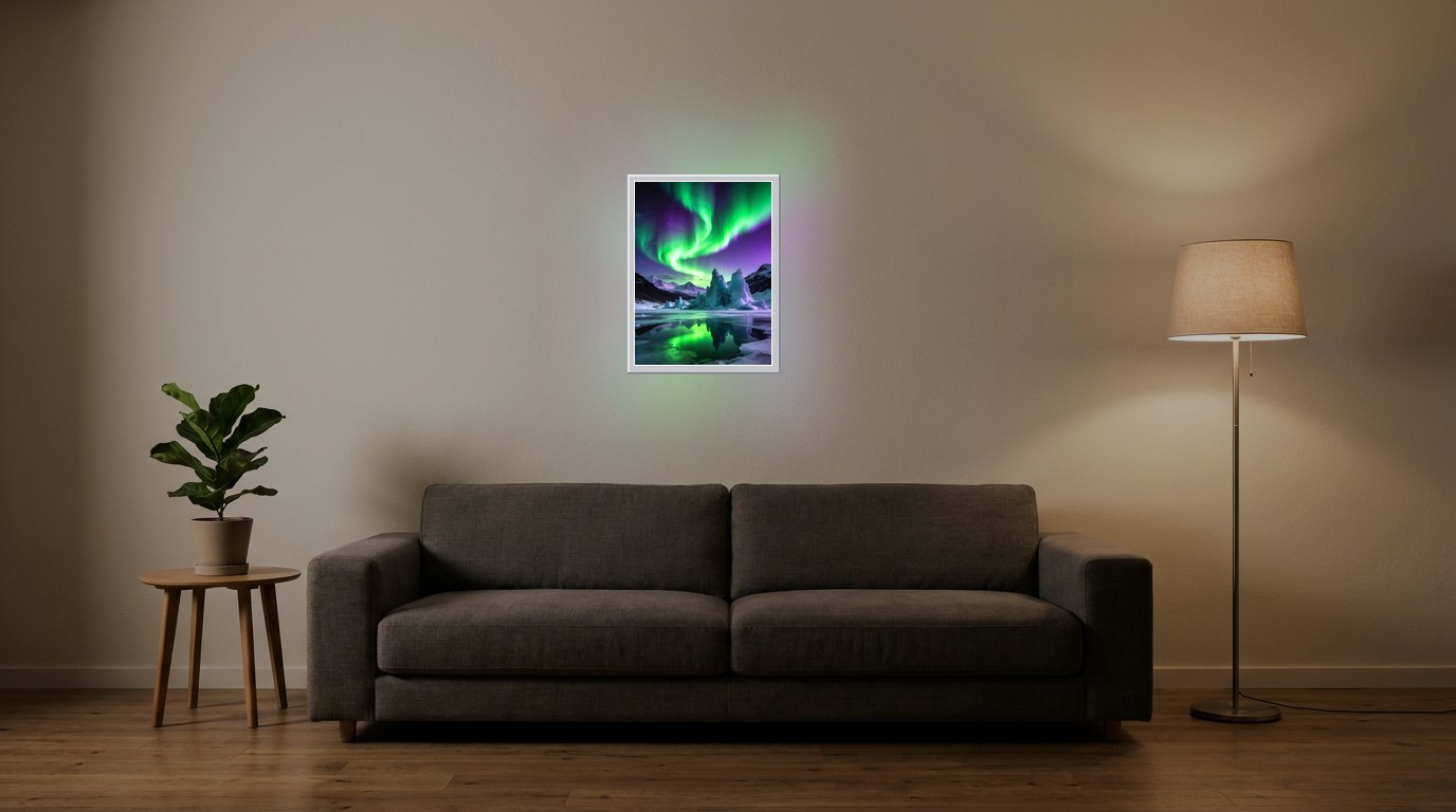 Aurora Borealis als Lichtposter im Wohnzimmer