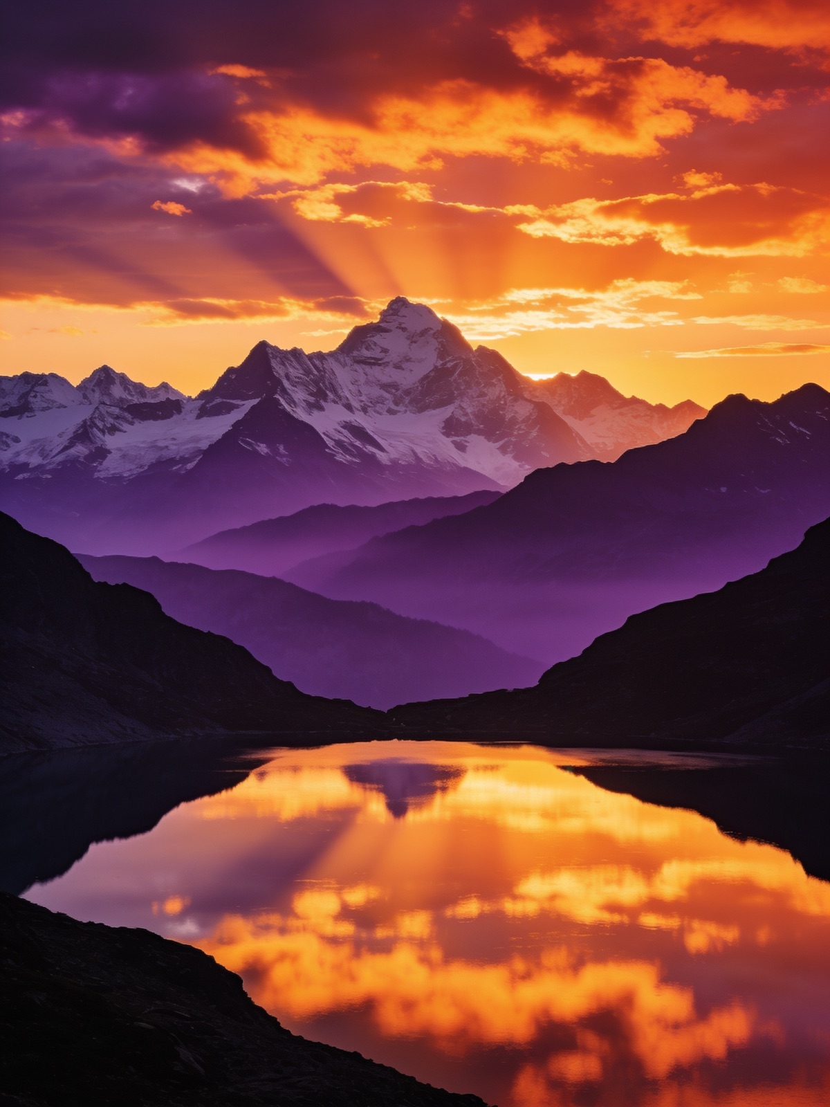 Berge zur Goldenen Stunde