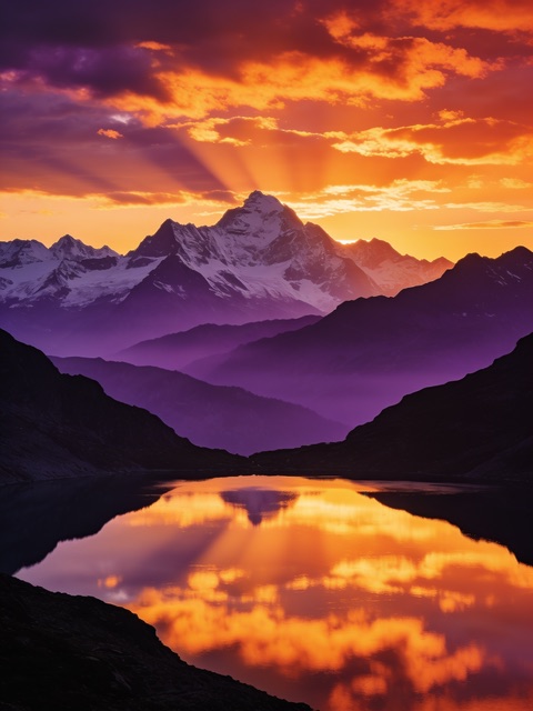 Berge zur Goldenen Stunde
