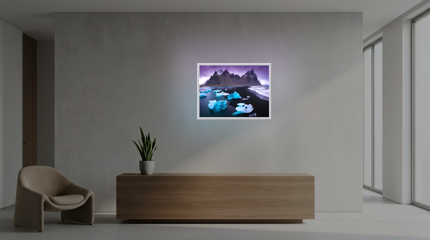 Gletscherlagune als Lichtposter im Büro