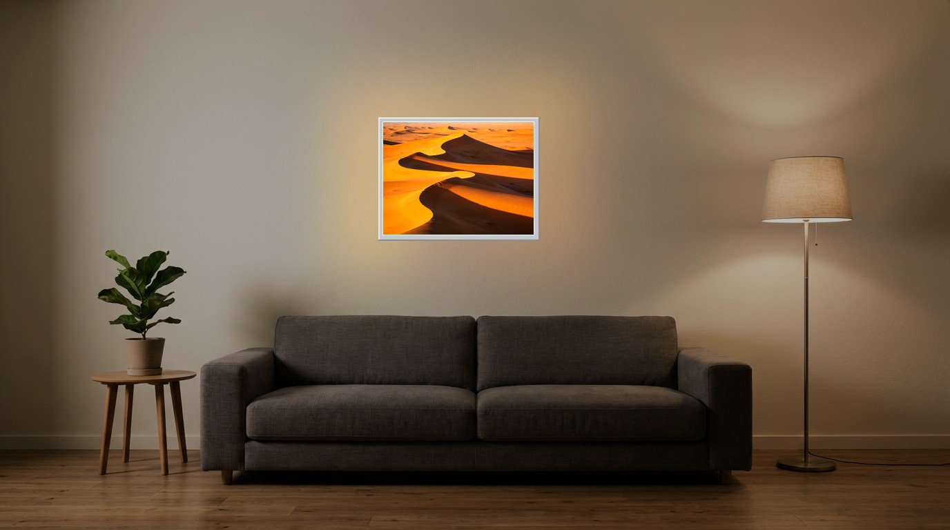 Sahara-Düne als Lichtposter im Wohnzimmer
