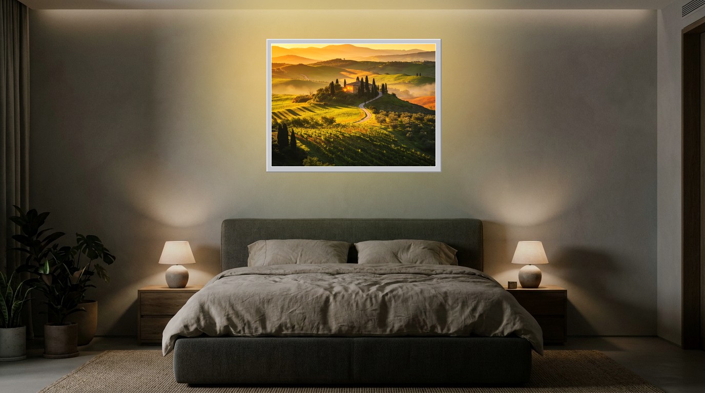 Hügel der Toskana als Lichtposter im Schlafzimmer
