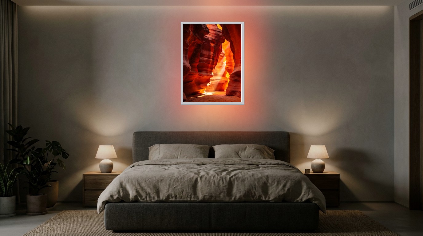Wüsten-Canyon als Lichtposter im Schlafzimmer