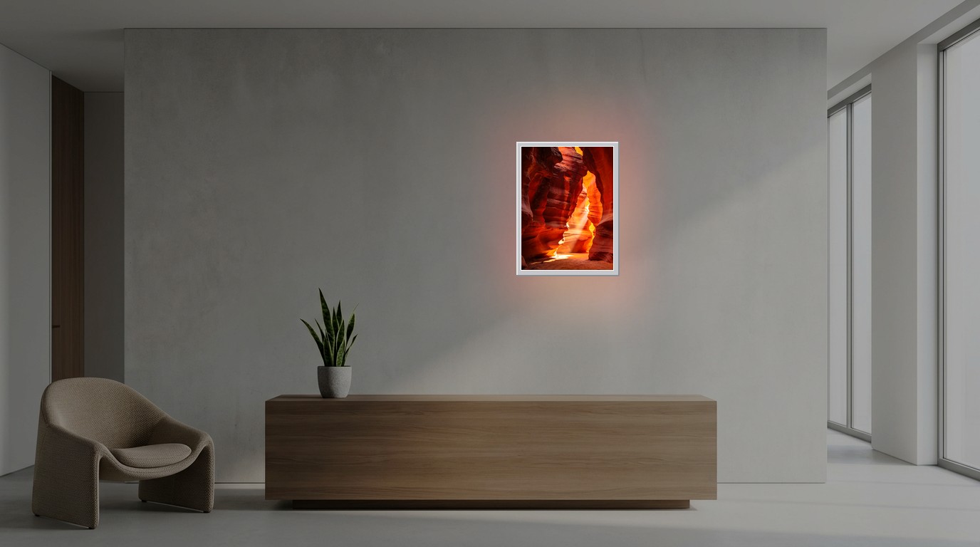Wüsten-Canyon als Lichtposter im Büro